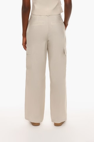 Pantalon cargo taille haute - Ecru