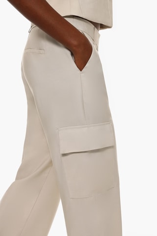 Pantalon cargo taille haute - Ecru