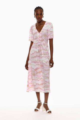 Robe midi tie and dye - Rose et blanc