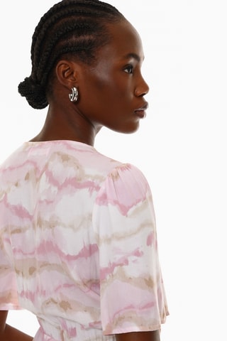 Robe midi tie and dye - Rose et blanc
