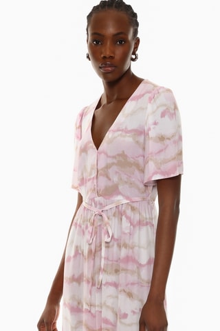 Robe midi tie and dye - Rose et blanc
