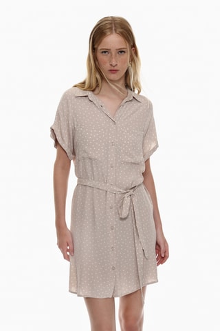 Robe chemise - Beige et écru