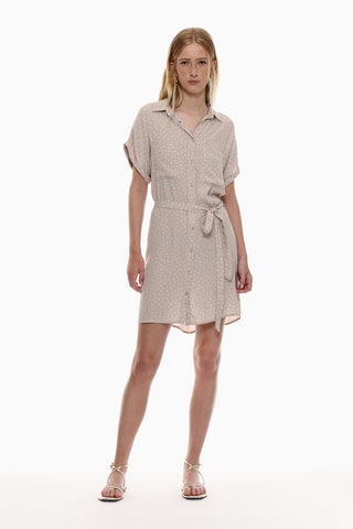 Robe chemise - Beige et écru