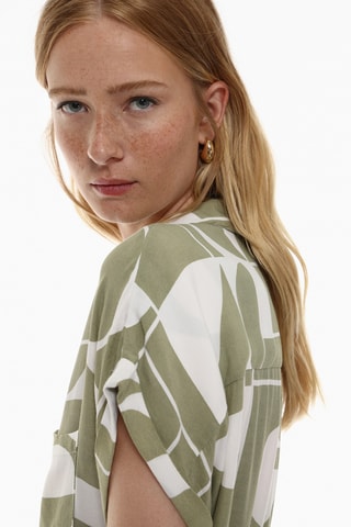 Robe chemise - Blanc et kaki