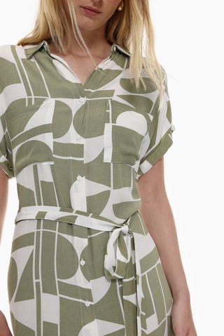 Robe chemise - Blanc et kaki