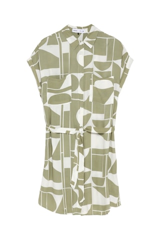 Robe chemise - Blanc et kaki