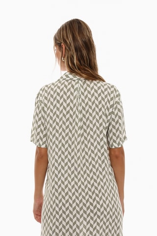 Robe chemise - Kaki et blanc