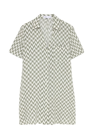 Robe chemise - Kaki et blanc