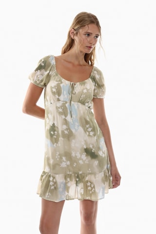 Robe droite - Beige et kaki