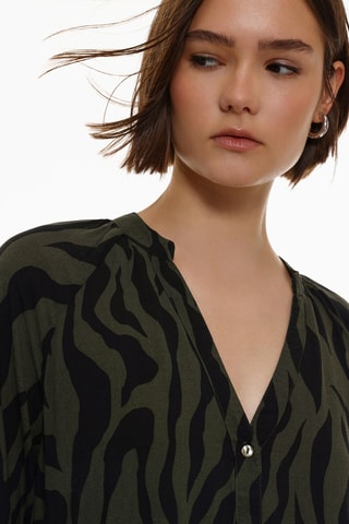 Robe midi - Kaki et noir