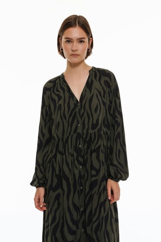 Robe midi - Kaki et noir