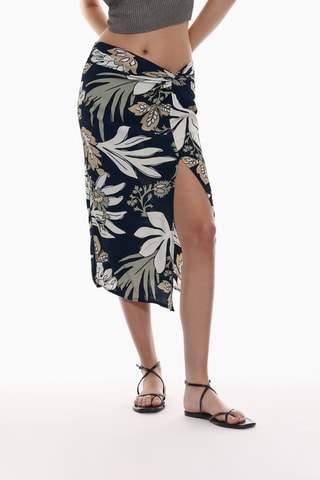 Jupe midi - Bleu marine et écru