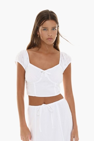 Jupe longue en broderie anglaise - Blanc