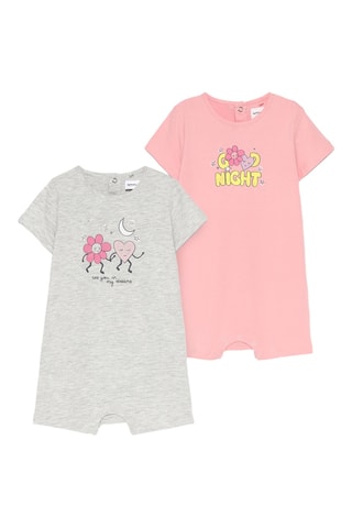 2 combinaisons de pyjama - Gris chiné et rose