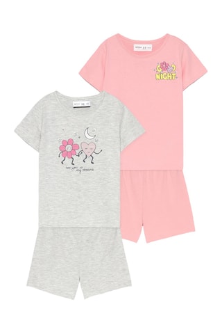 2 pyjamas - Gris chiné et rose