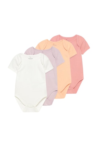 4 bodys - Blanc, mauve et saumon