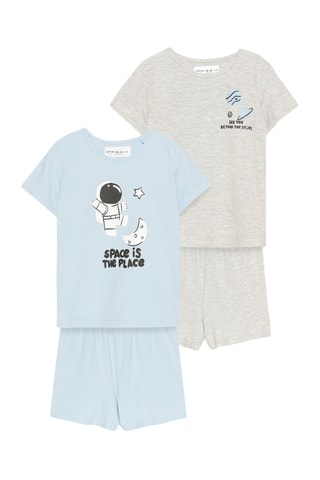 2 pyjamas - Ciel et gris chiné