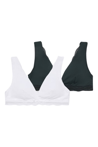 2 brassières - Blanc et vert foncé