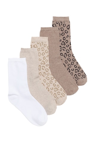 5 paires de chaussettes - Marron et blanc