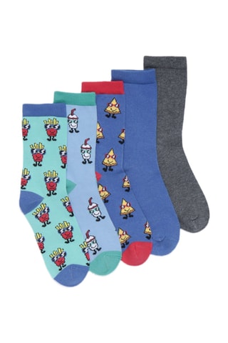 5 paires de chaussettes - Bleu, gris foncé et vert d’eau 