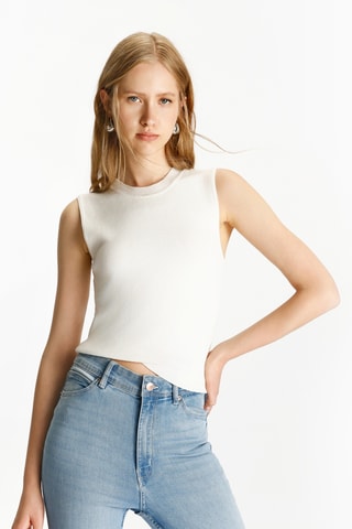 Jean 7/8 taille haute - Ciel