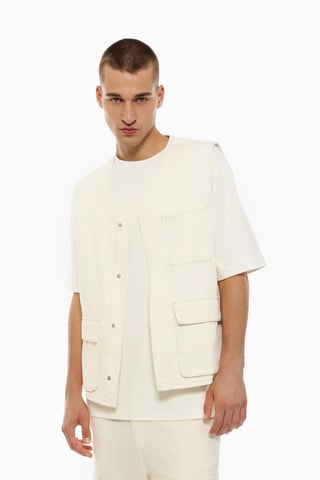 Veste sans manches en jean - Ecru