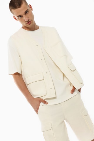 Veste sans manches en jean - Ecru