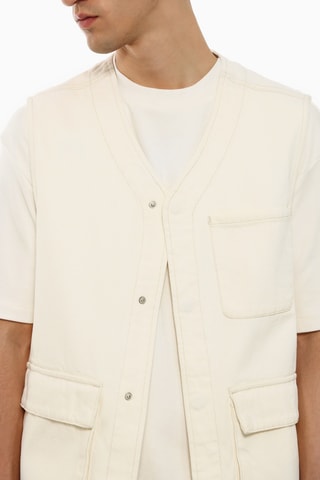 Veste sans manches en jean - Ecru