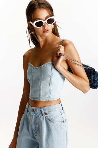 Bustier en jean - Ciel