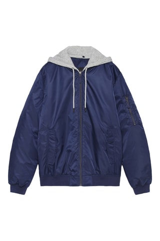 Veste à capuche - Bleu marine et gris chiné