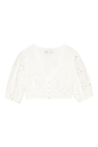 Crop top en broderie anglaise - Blanc