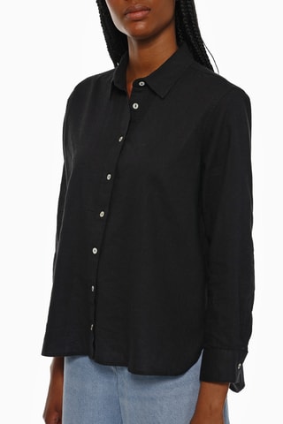 Chemisier en lin - Noir