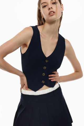 Jupe plissée - Bleu marine