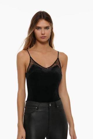 Body en velours - Noir