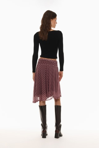 Jupe midi en tulle - Marron
