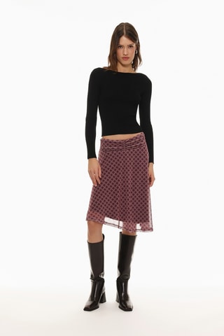 Jupe midi en tulle - Marron