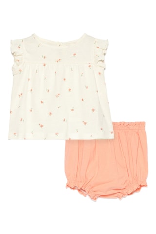 T-shirt et bloomer - Blanc et corail