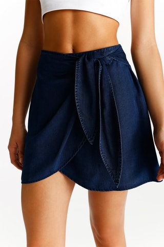 Jupe portefeuille en jean - Bleu