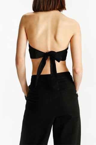 Crop top en lin - Noir