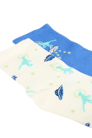 2 paires de chaussettes - Bleu et écru