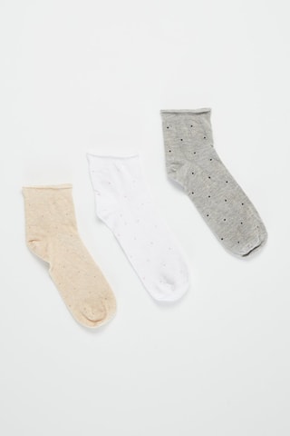 3 paires de chaussettes - Beige, blanc et gris chiné