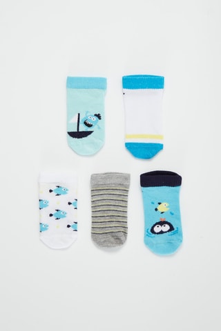 5 paires de chaussettes - Ciel et gris chiné