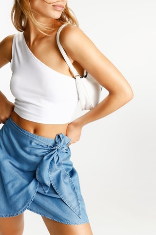 Jupe portefeuille en jean - Bleu