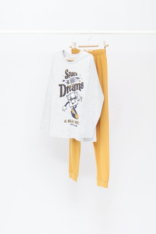 Pyjama - Gris chiné et moutarde