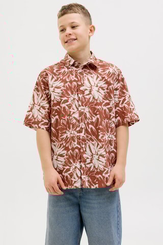 Camisa loose - Terracotta e branco - Jack & Jones Junior