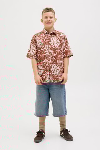 Camisa loose - Terracotta e branco - Jack & Jones Junior