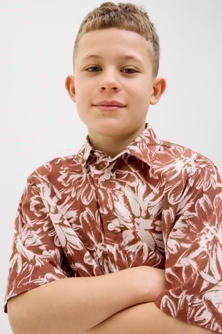 Camisa loose - Terracotta e branco - Jack & Jones Junior