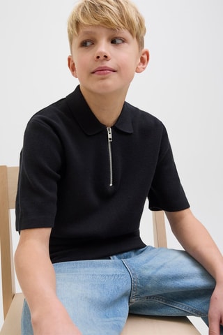 Polo relaxed - Preto - Jack & Jones Junior