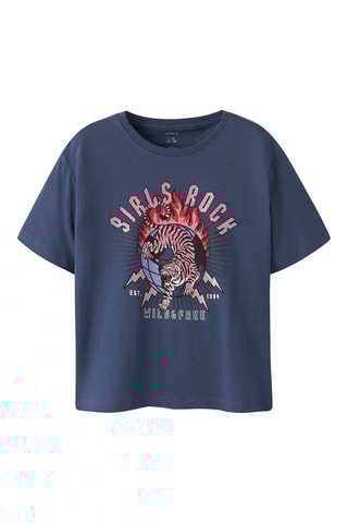 Biologisch Katoenen T-shirt - Indigoblauw - Name it Kids