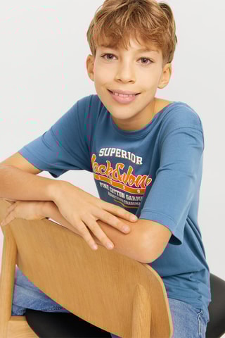 Biologisch Katoenen T-shirt - Kobaltblauw - Jack & Jones Junior